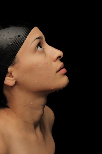 Woman with a swimming cap