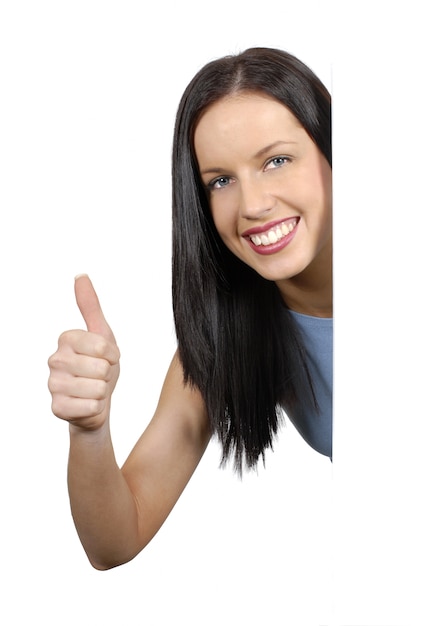 Woman with thumb up