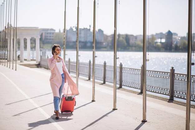 Woman with travelling bag