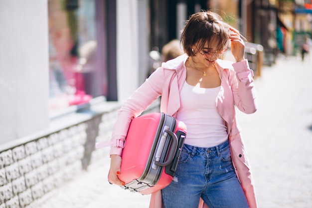 Woman with travelling bag