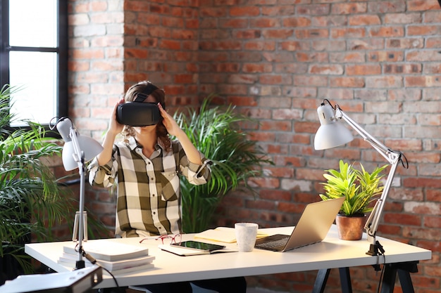 Woman with VR headset