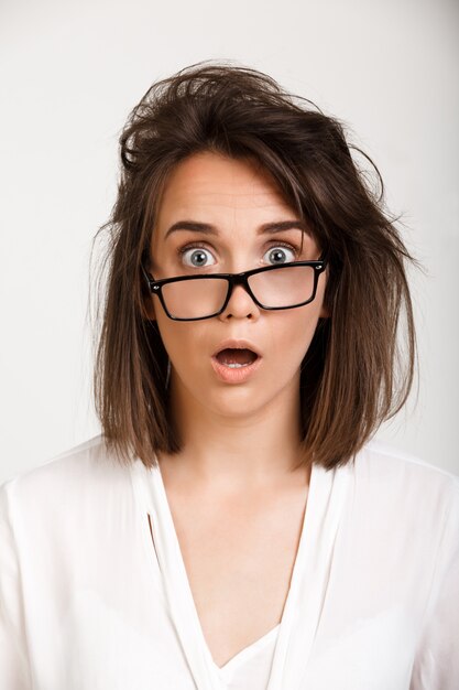 woman woke-up late with messy tousled hair