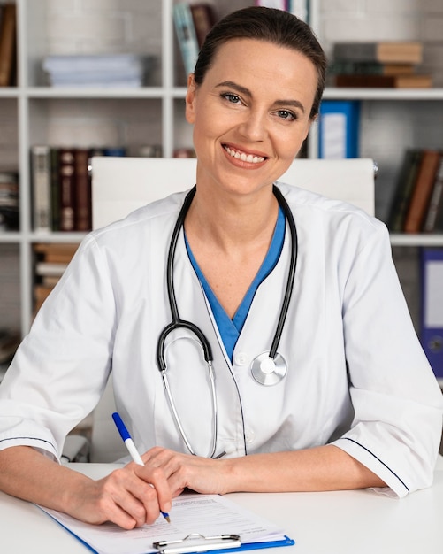 Foto gratuita donna che lavora come medico