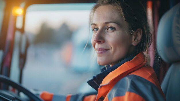woman working as a truck driver