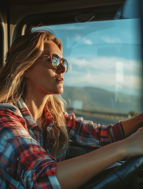 Free photo woman working as a truck driver