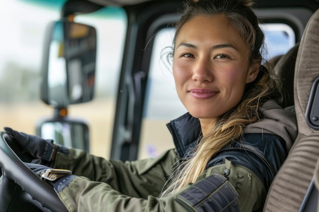 Foto gratuita donna che lavora come camionista