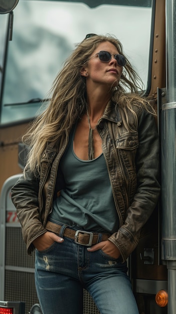 woman working as a truck driver