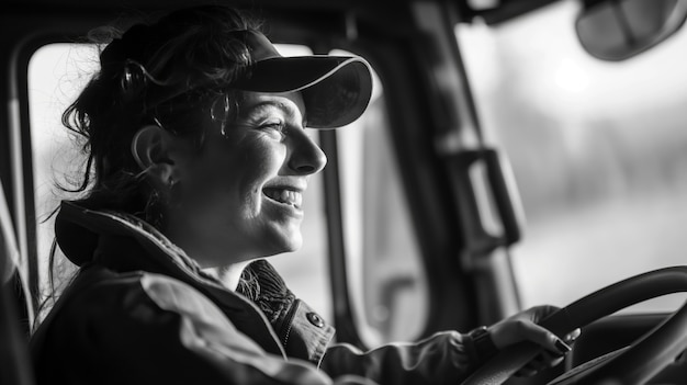 Free photo woman working as a truck driver