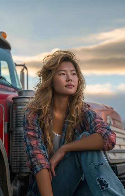 woman working as a truck driver