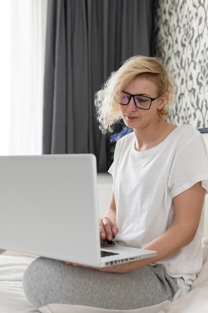 Free photo woman working at home