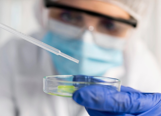 Woman working in laboratory close up