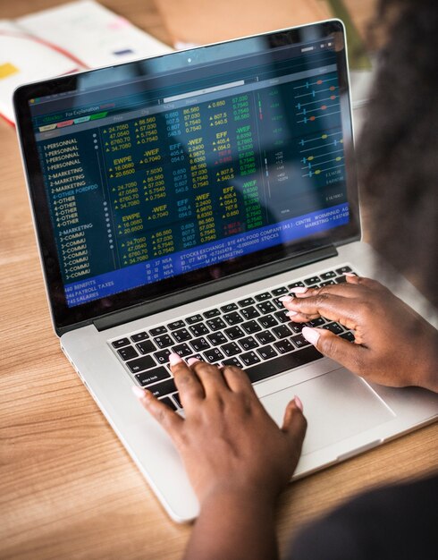 Woman working on a laptop