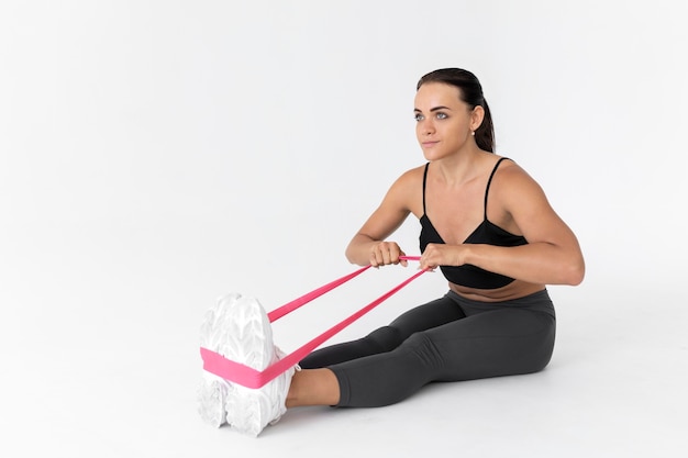 Woman working out alone