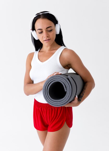 Woman working out alone