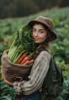 Free photo woman working in the rural farming and agriculture sector to celebrate women in the working field for labour day