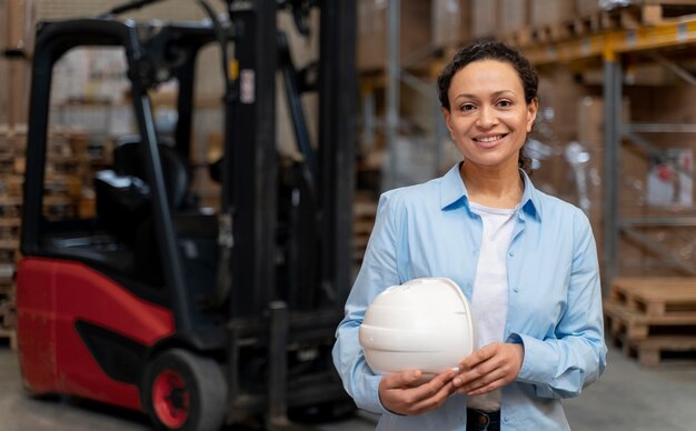 Woman working in warehouse