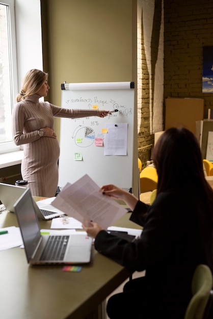 Woman working while pregnant