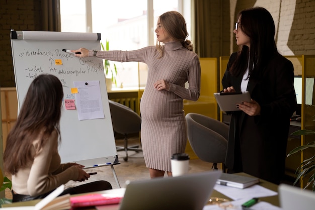 Woman working while pregnant