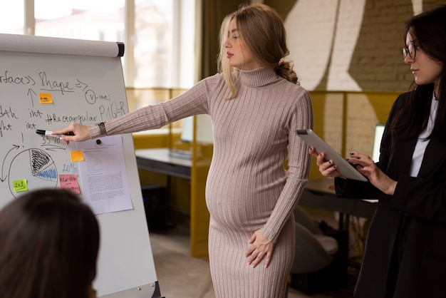 Woman working while pregnant