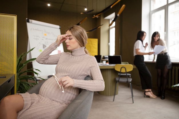 Woman working while pregnant