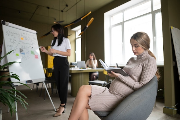 Woman working while pregnant