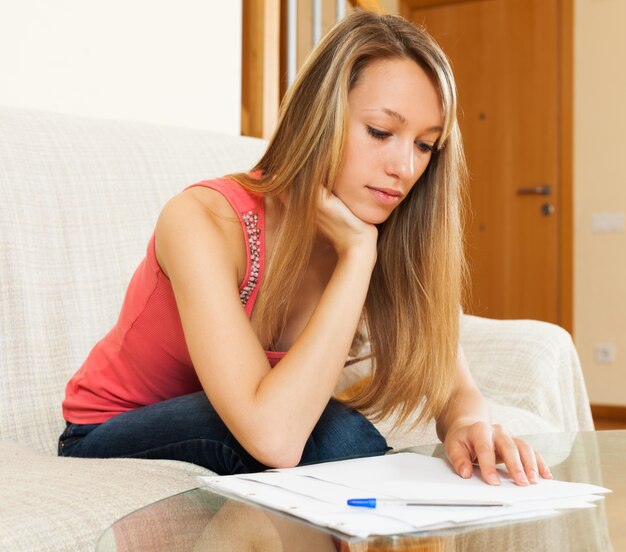 Woman working with papers