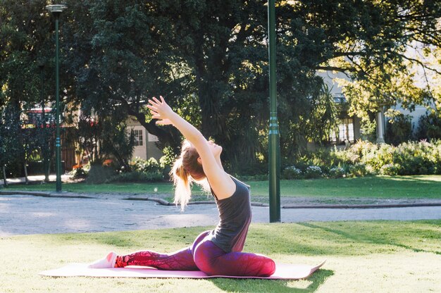 Woman in yoga position