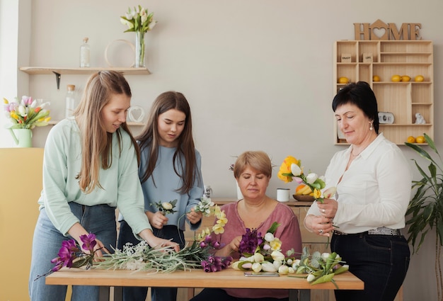 Women of all ages and spring flowers