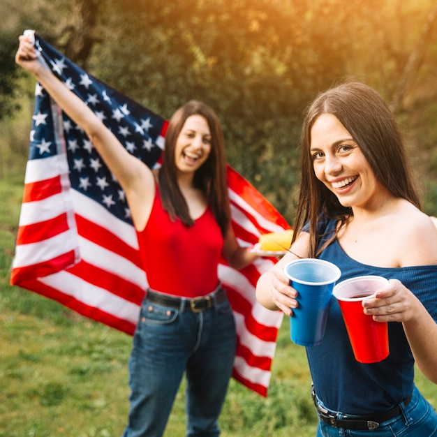 Women celebrating 4th of July