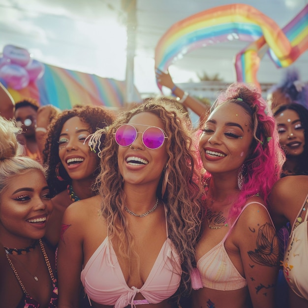 Free photo women celebrating pride day