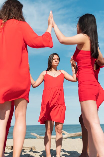 Women dancing outdoors