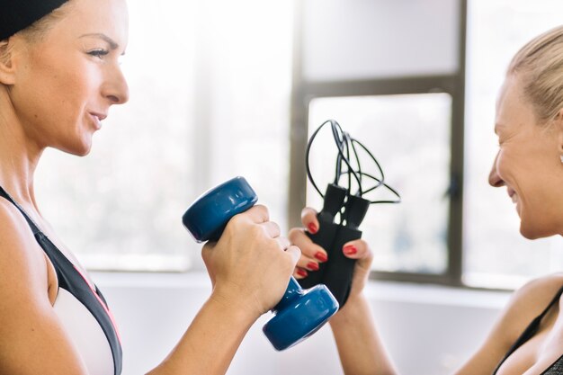 Women doing exercise in gym