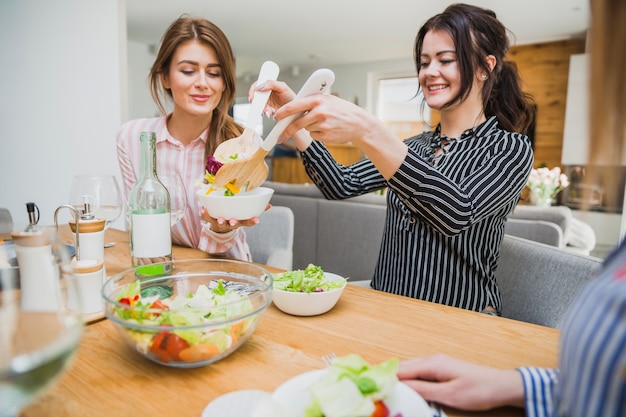 Women eating healthy food