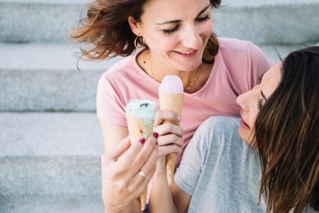 Women having fun with ice-cream