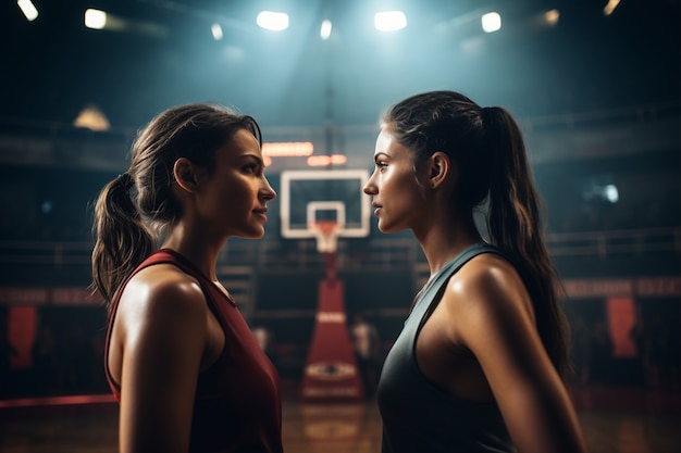 Free photo women preparing for basketball game