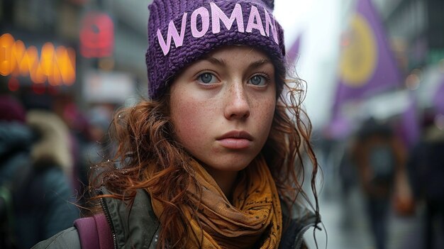 Women protesting for rights on  women's day