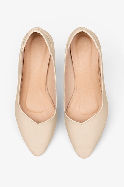 Women's beige low heel shoes fashion