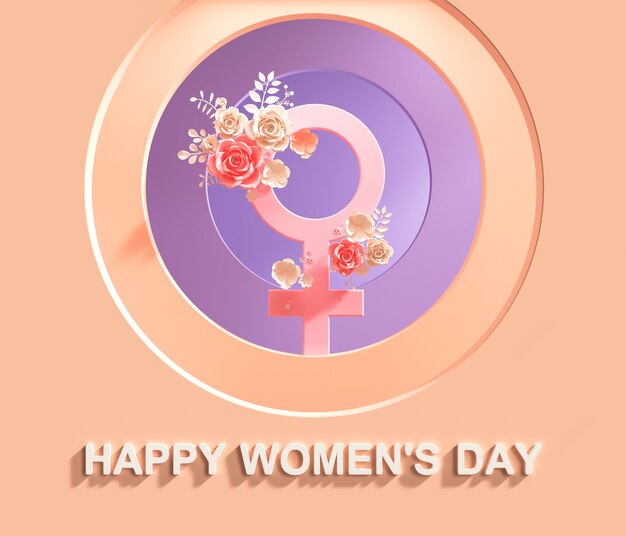 Women's day 3d with floral arrangements