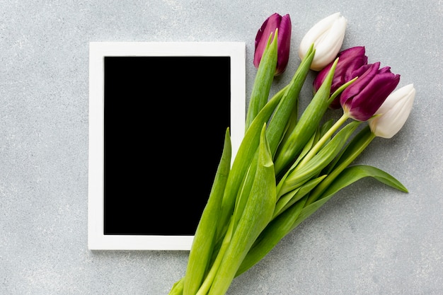 Women's day concept composition with empty blackboard