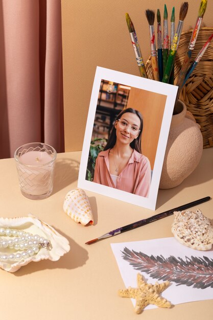 women's day still life with makeup and jewelry