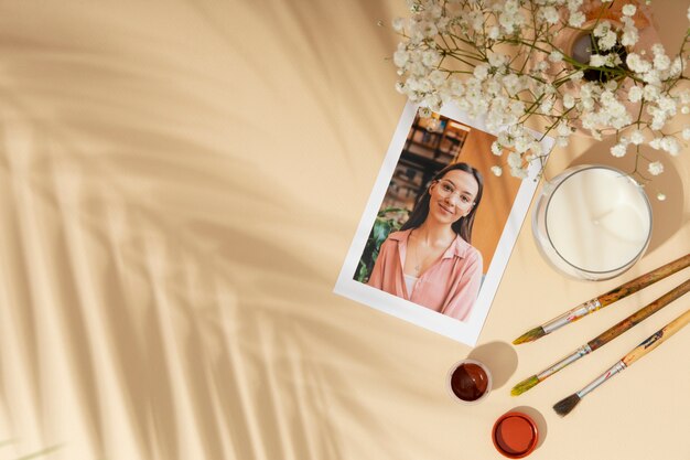 women's day still life with makeup and jewelry