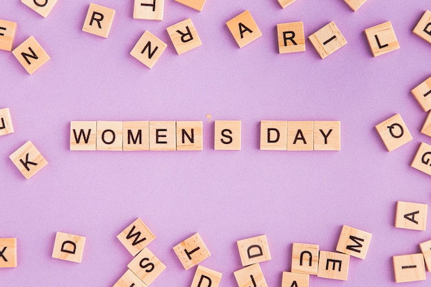Women's day written in scrabble letters