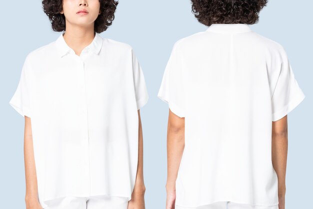 Women’s white blouse with design space basic wear