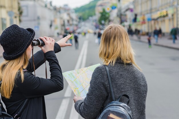 Women sightseeing on street