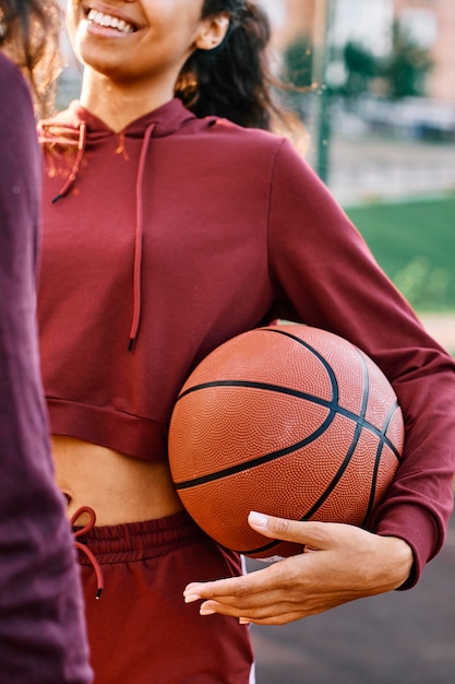 Women talking about basketball game