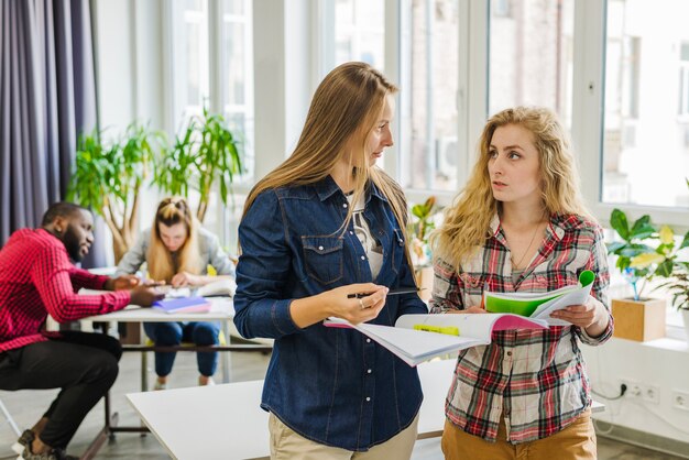 Women talking about studies