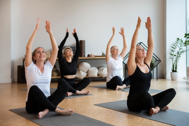 Women at their yoga session