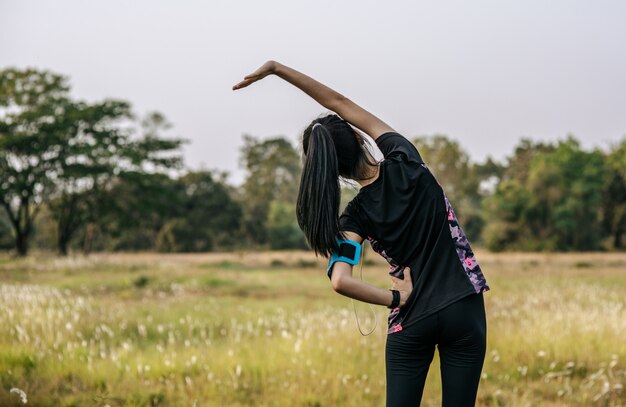 Women warm up before and after exercising.