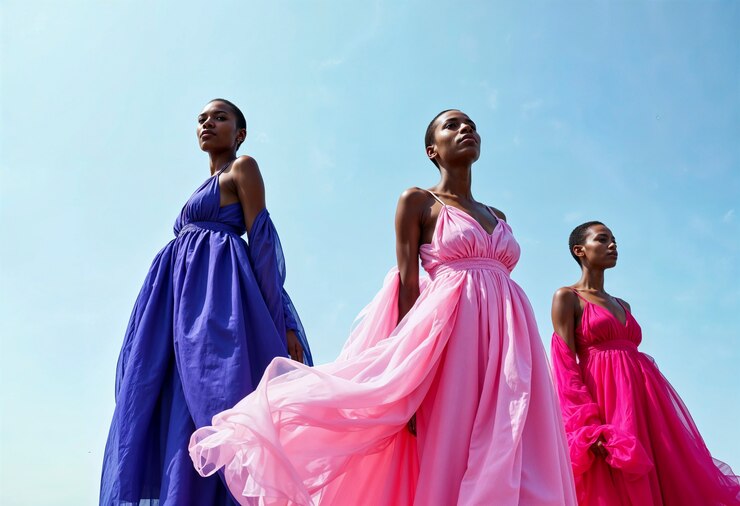 Free Photo women wearing  elegant dresses for  carnival