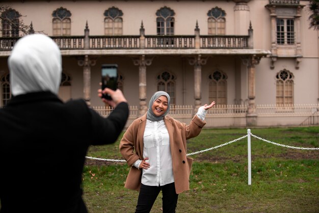 Women wearing hijab an having a good time